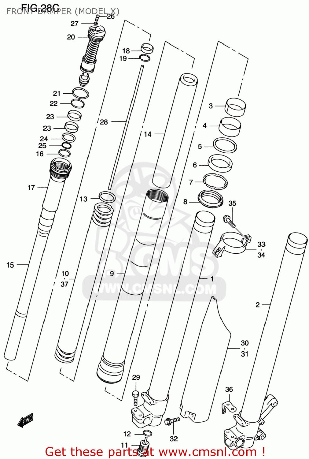 FRONT DAMPER (MODEL X) RM250 1996 (T) USA (E03)