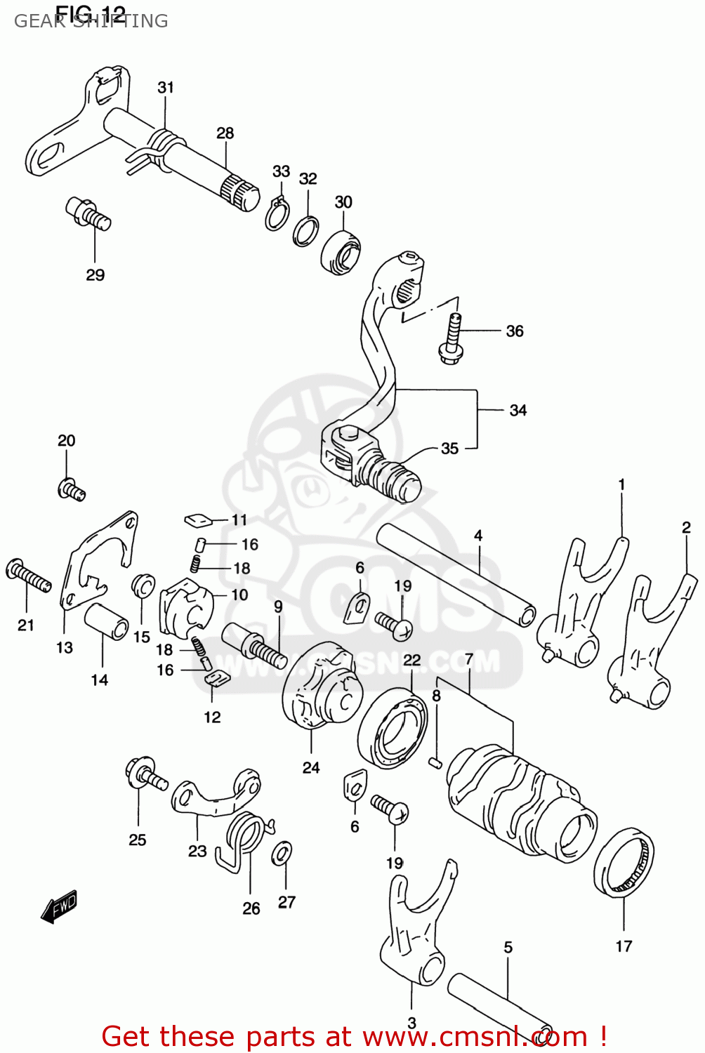 GEAR SHIFTING RM250 1996 (T) USA (E03)