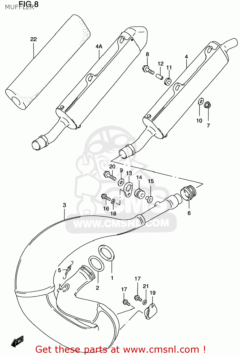 MUFFLER RM250 1996 (T) USA (E03)