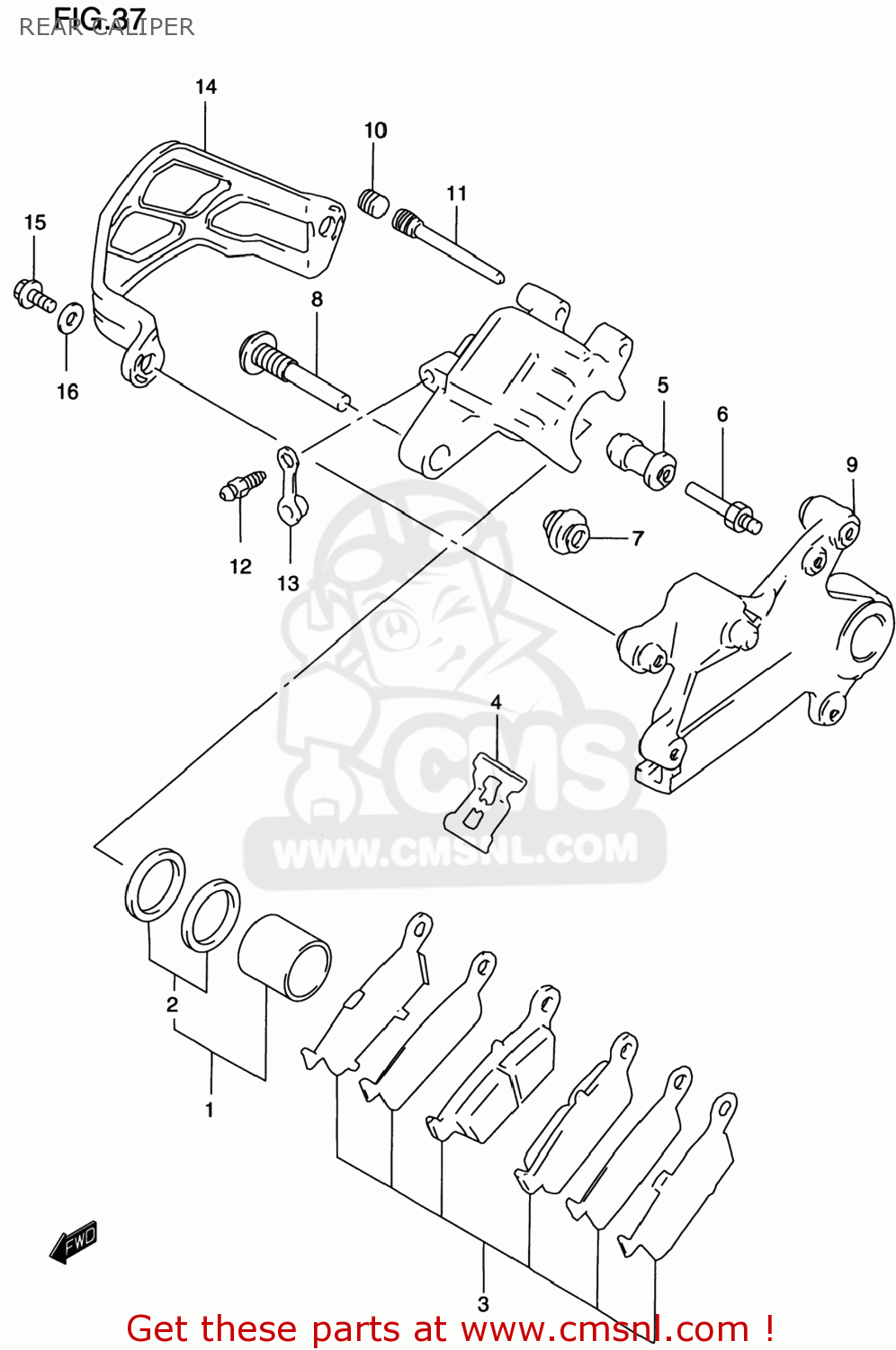REAR CALIPER RM250 1996 (T) USA (E03)