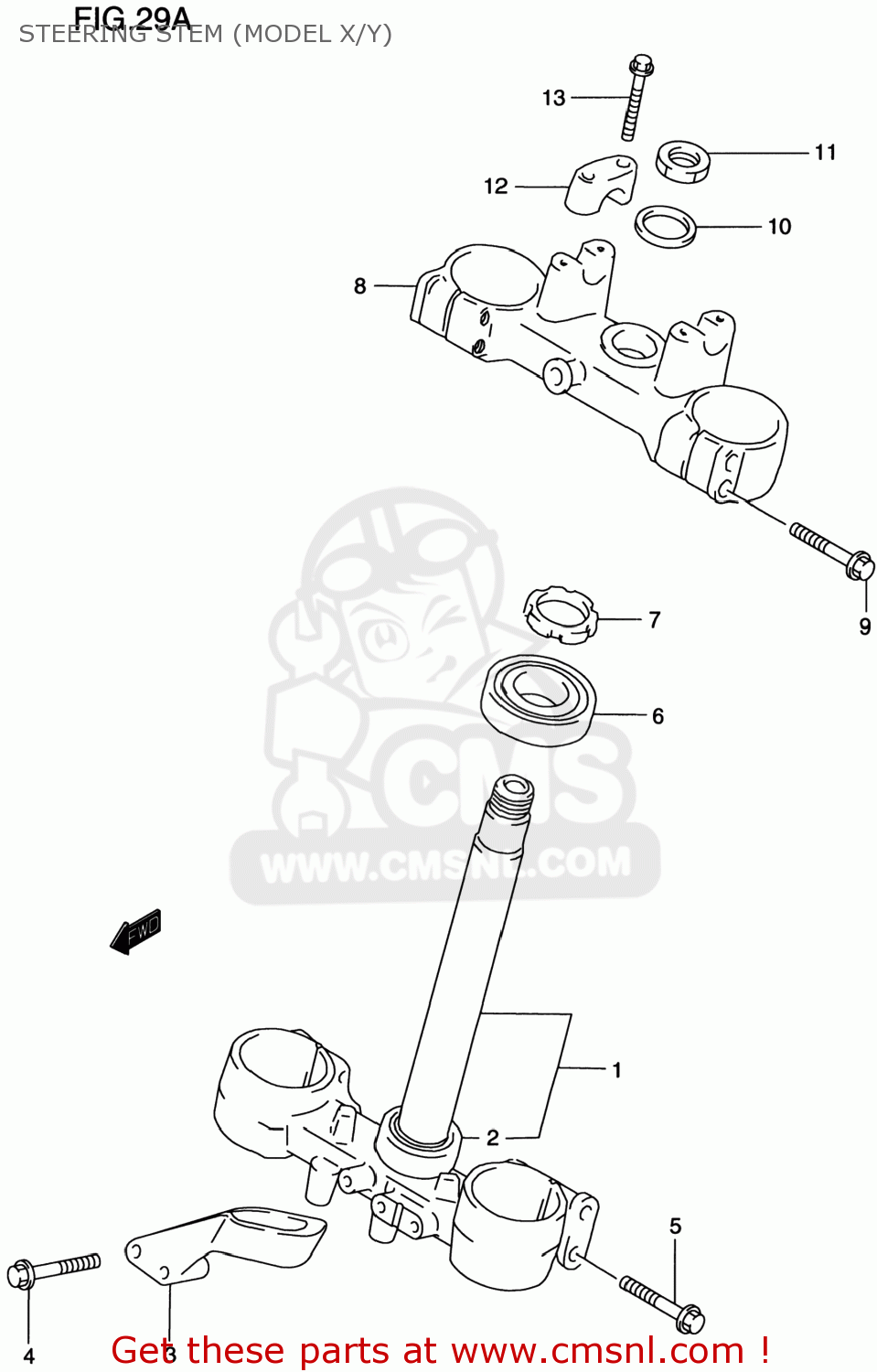 STEERING STEM (MODEL X/Y) RM250 1996 (T) USA (E03)
