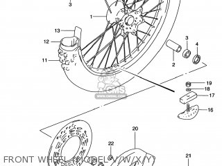FRONT WHEEL (MODEL V/W/X/Y) - RM250 1996 (T) USA (E03)