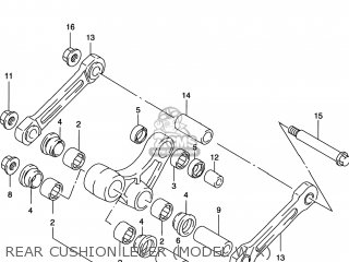 REAR CUSHION LEVER (MODEL W/X) - RM250 1996 (T) USA (E03)