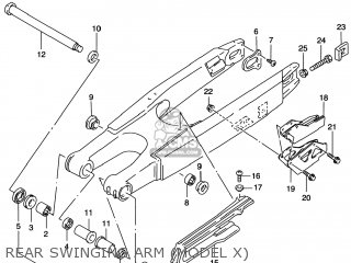 REAR SWINGING ARM (MODEL X) - RM250 1996 (T) USA (E03)