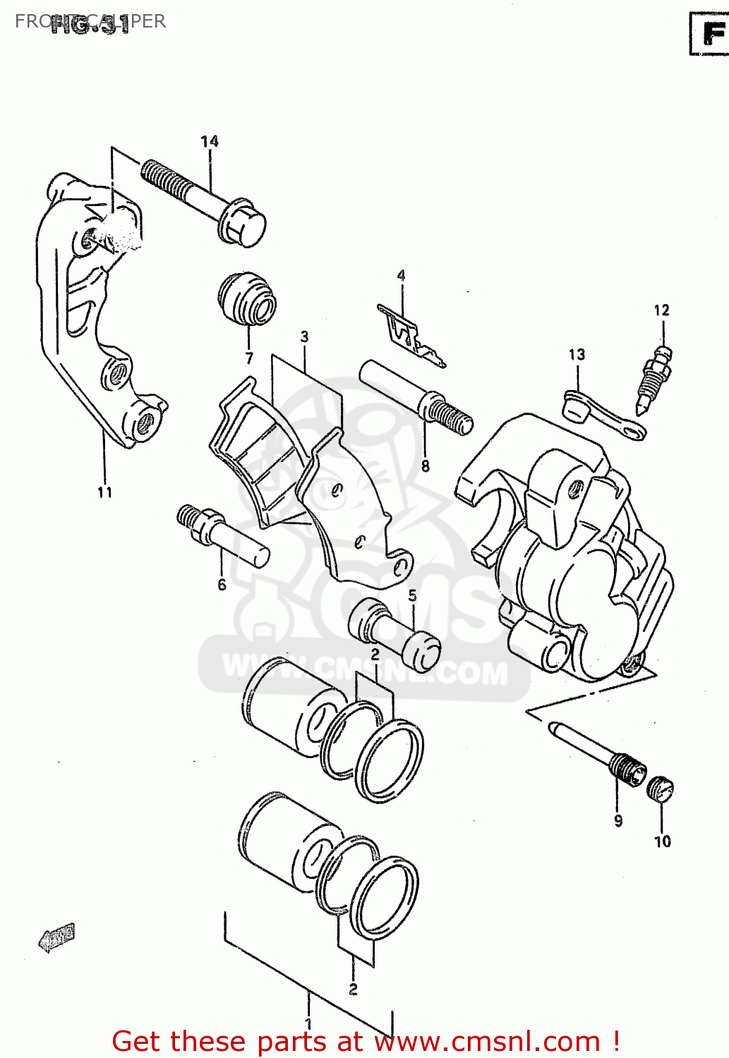 FRONT CALIPER RM250 1997 (V) (E02 E04 E24)