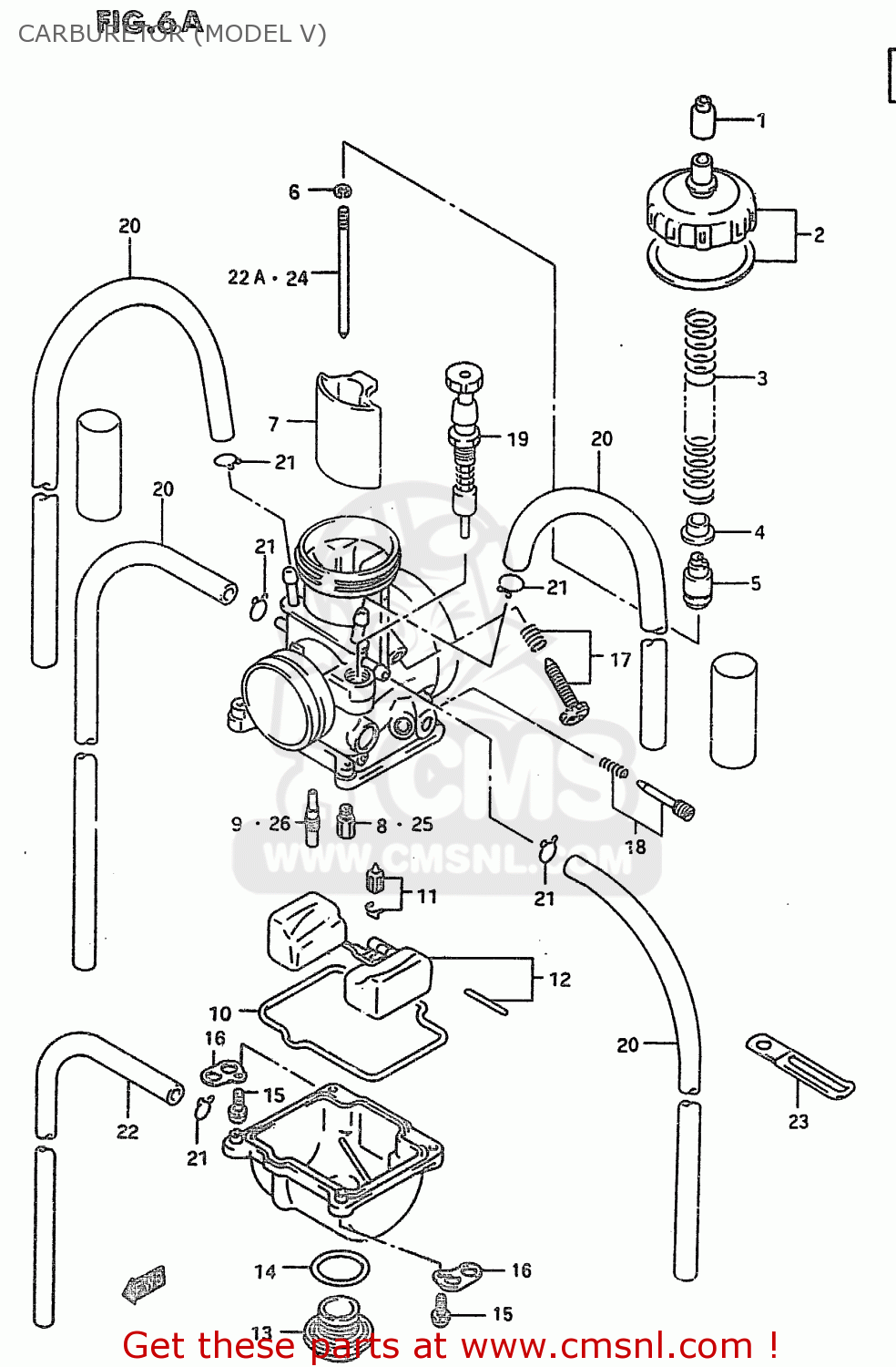 CARBURETOR (MODEL V) RM250 1997 (V) (E02 E04 E24)