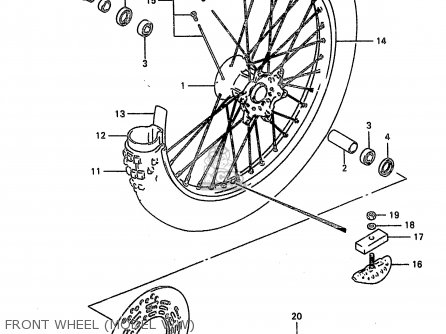 FRONT WHEEL (MODEL V/W) - RM250 1997 (V) (E02 E04 E24)