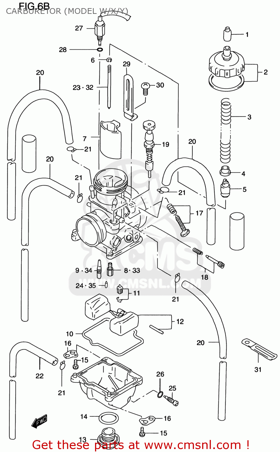 CARBURETOR (MODEL W/X/Y) RM250 1997 (V) USA (E03)