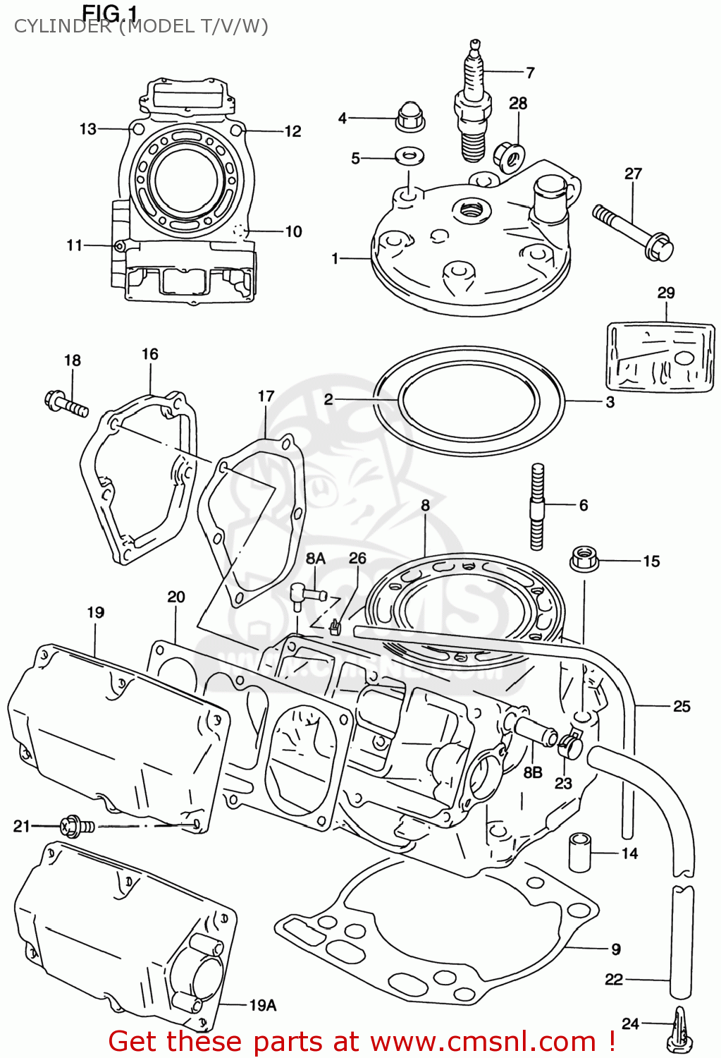CYLINDER (MODEL T/V/W) RM250 1997 (V) USA (E03)