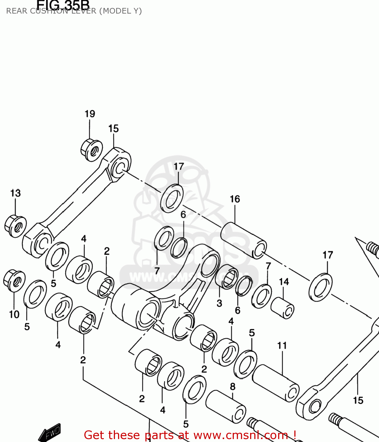 REAR CUSHION LEVER (MODEL Y) RM250 1997 (V) USA (E03)