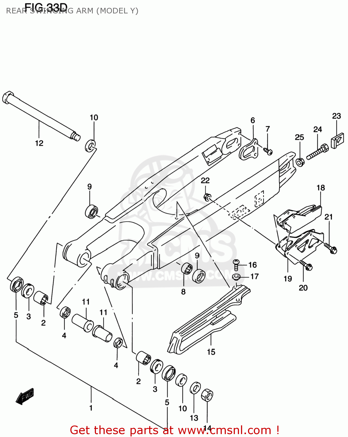REAR SWINGING ARM (MODEL Y) RM250 1997 (V) USA (E03)