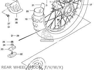 REAR WHEEL (MODEL T/V/W/X) - RM250 1997 (V) USA (E03)