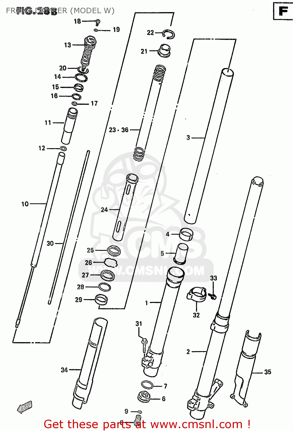 FRONT DAMPER (MODEL W) RM250 1998 (W) (E02 E04 E24 P37)