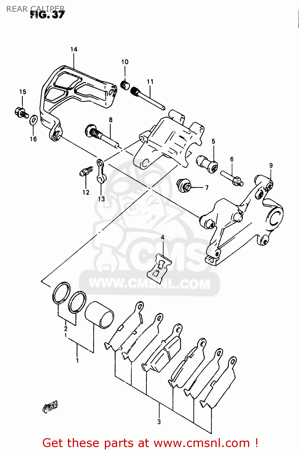 REAR CALIPER RM250 1998 (W) (E02 E04 E24 P37)