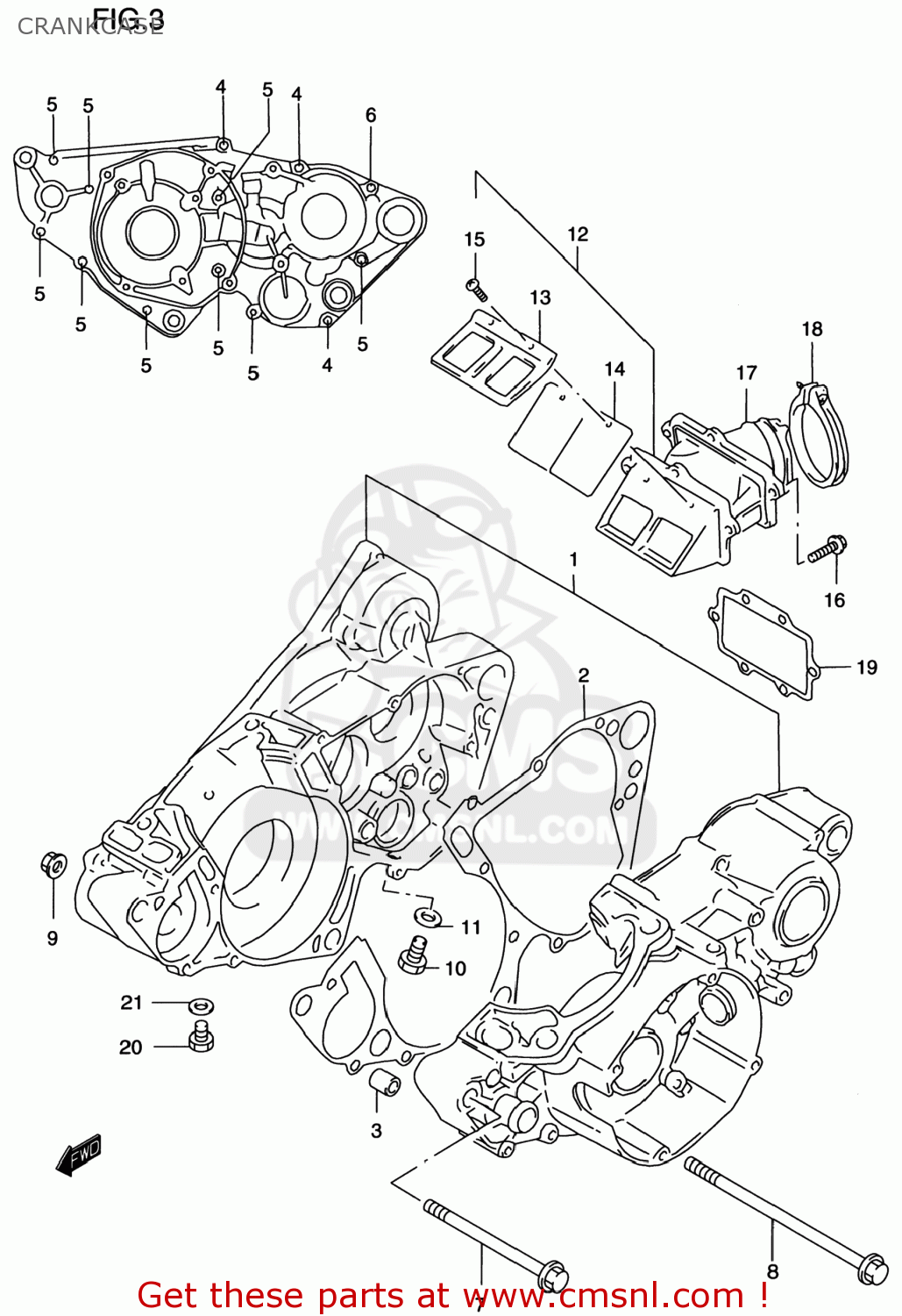 CRANKCASE RM250 1998 (W) USA (E03)