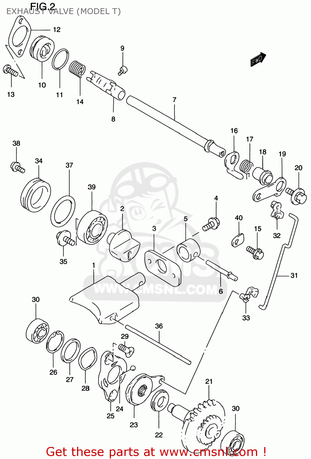 EXHAUST VALVE (MODEL T) RM250 1998 (W) USA (E03)