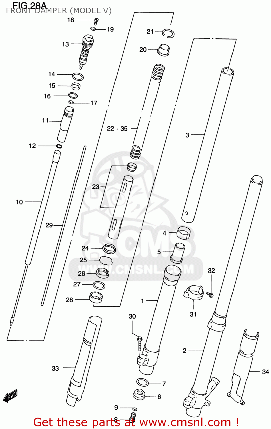 FRONT DAMPER (MODEL V) RM250 1998 (W) USA (E03)