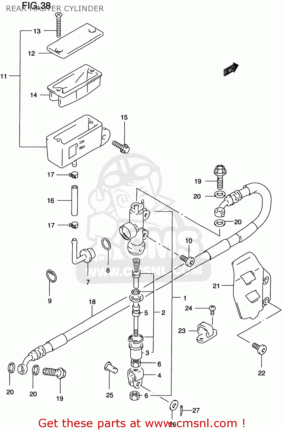 REAR MASTER CYLINDER RM250 1998 (W) USA (E03)