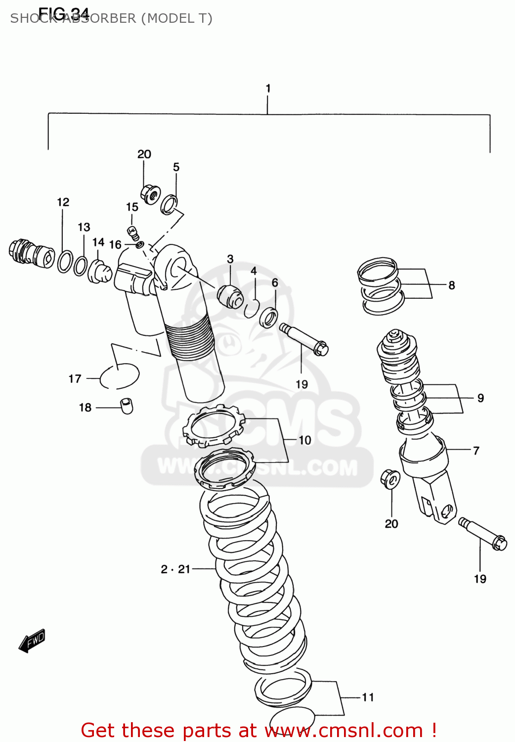 SHOCK ABSORBER (MODEL T) RM250 1998 (W) USA (E03)