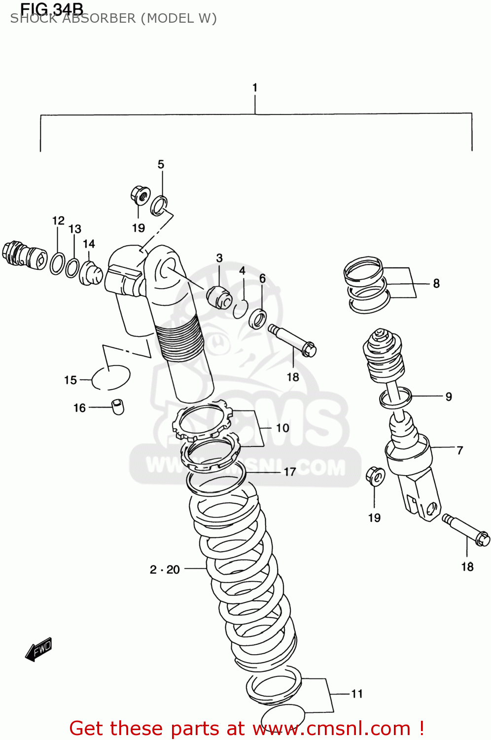 SHOCK ABSORBER (MODEL W) RM250 1998 (W) USA (E03)