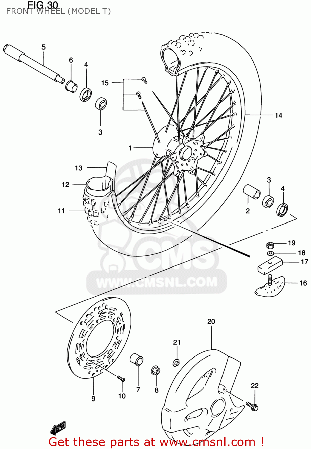 FRONT WHEEL (MODEL T) RM250 1999 (X) USA (E03)