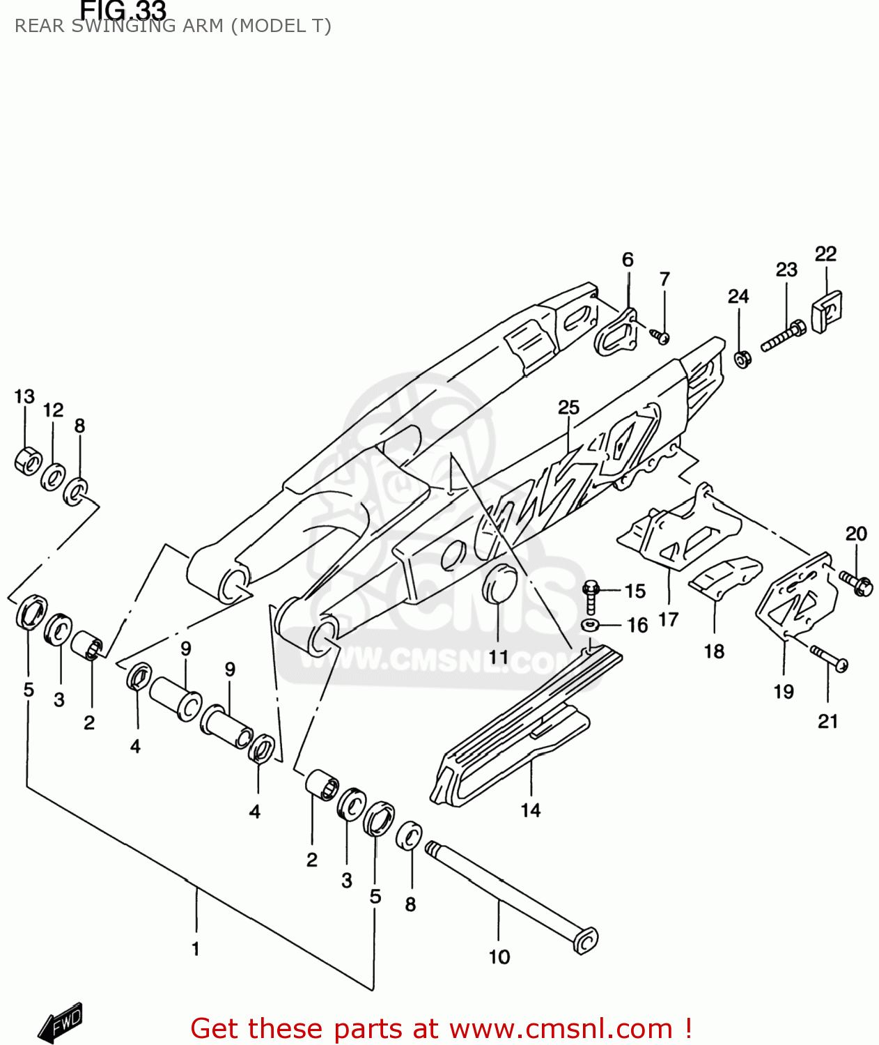 REAR SWINGING ARM (MODEL T) RM250 1999 (X) USA (E03)