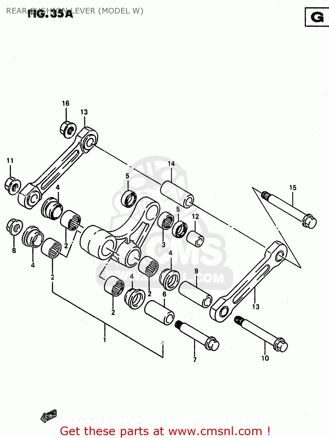 REAR CUSHION LEVER (MODEL W) RM250 1999 (X)