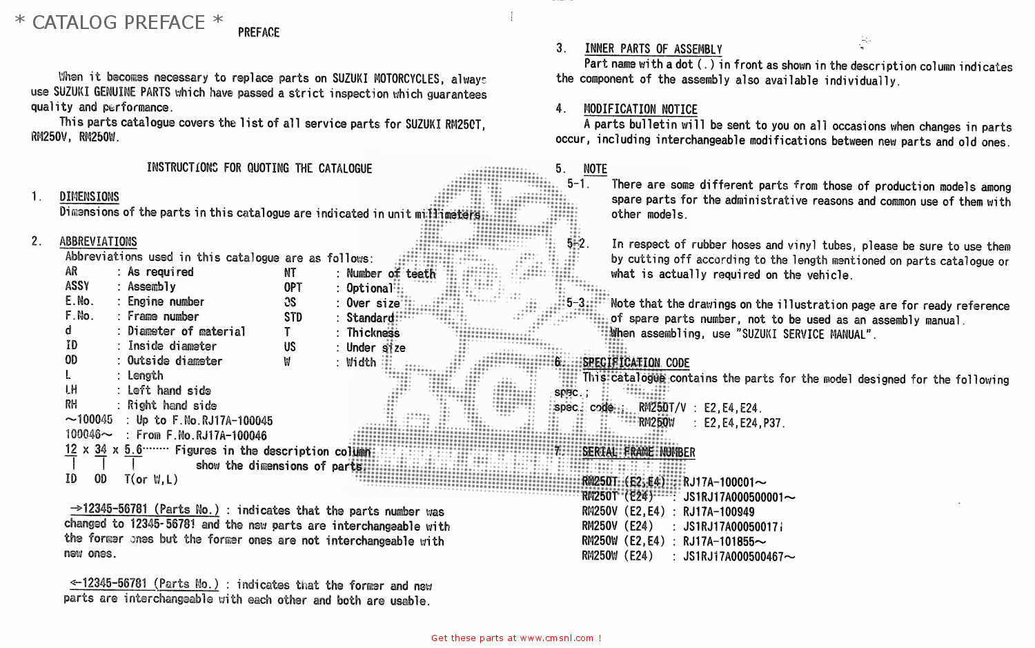 * CATALOG PREFACE * RM250 1999 (X)