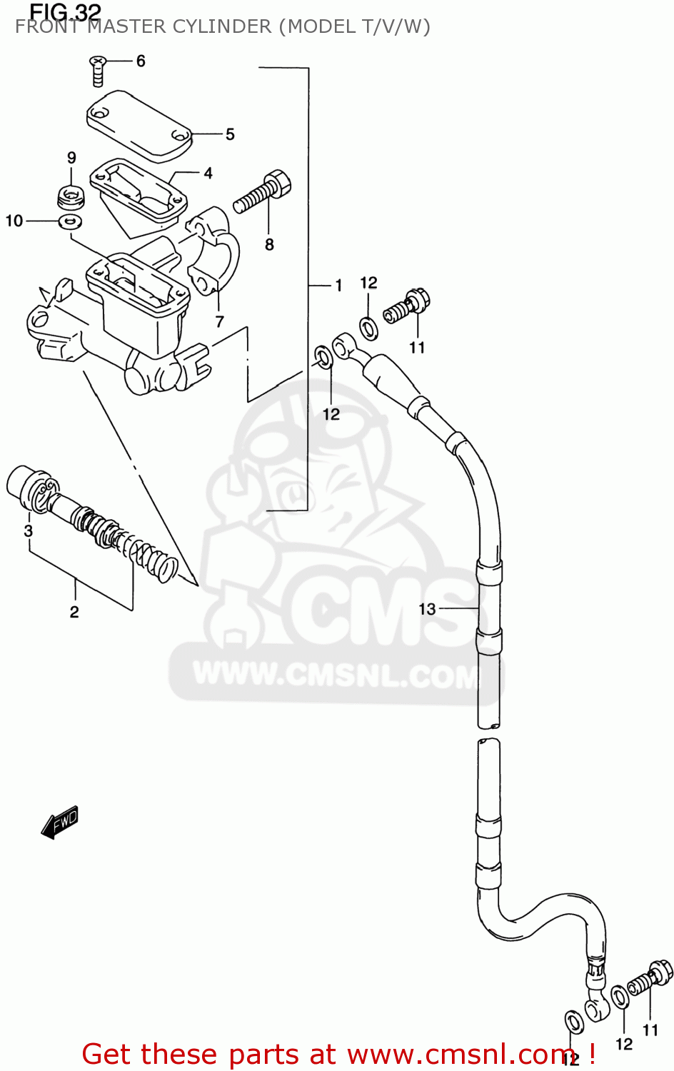 FRONT MASTER CYLINDER (MODEL T/V/W) RM250 2000 (Y) USA (E03)