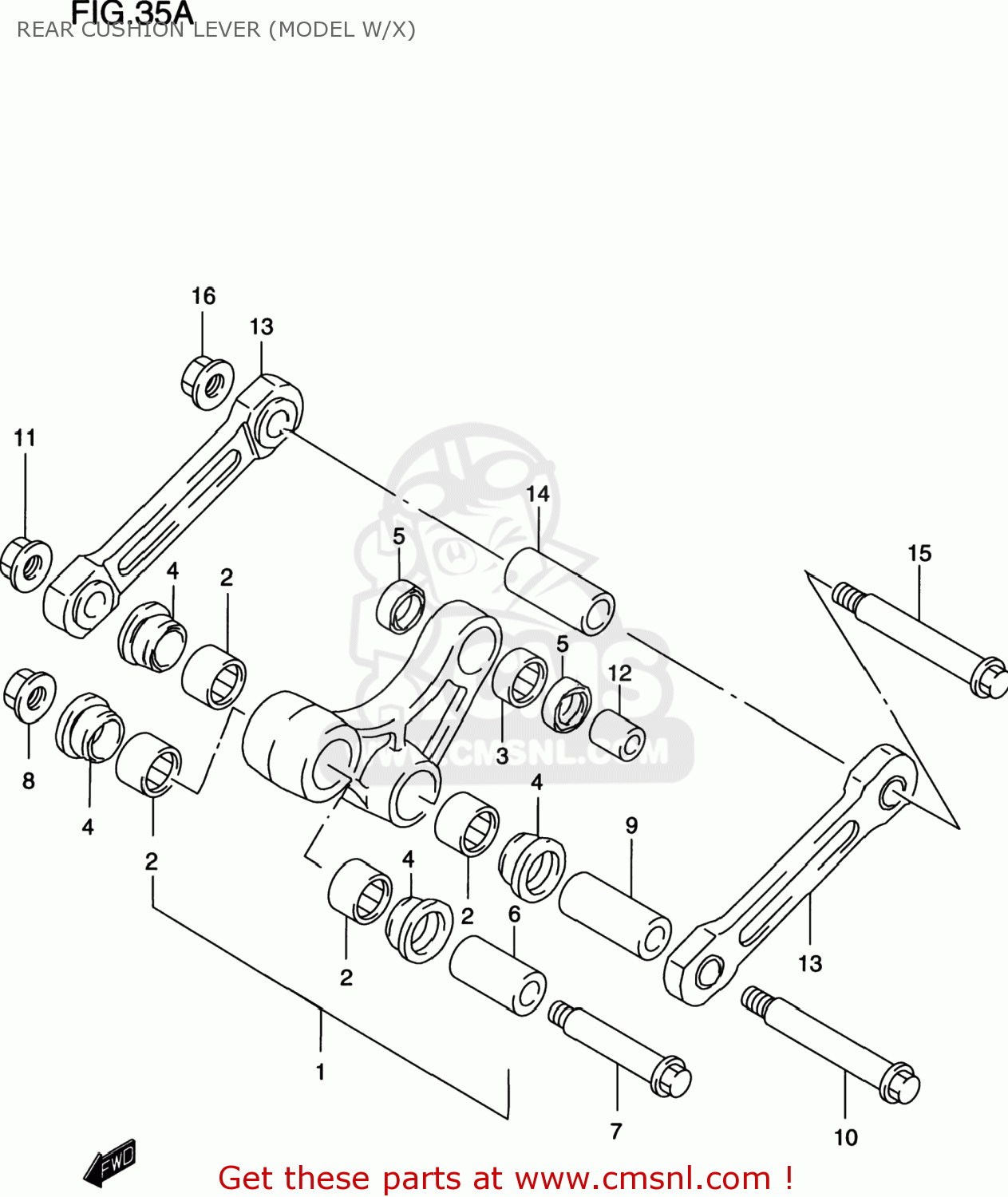 REAR CUSHION LEVER (MODEL W/X) RM250 2000 (Y) USA (E03)