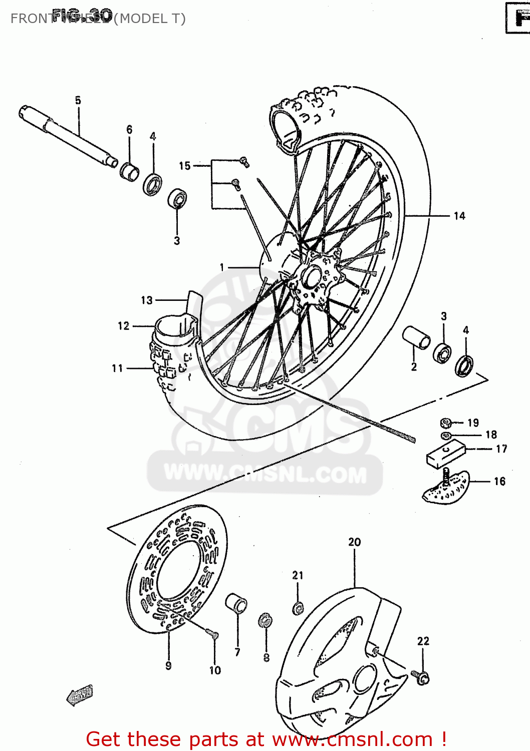 FRONT WHEEL (MODEL T) RM250 2000 (Y)