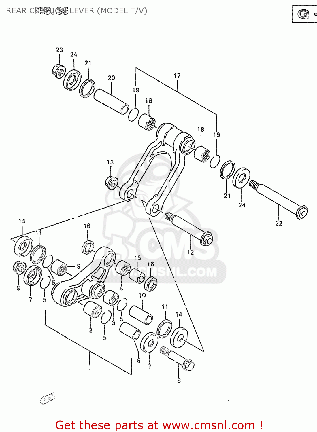 REAR CUSHION LEVER (MODEL T/V) RM250 2000 (Y)