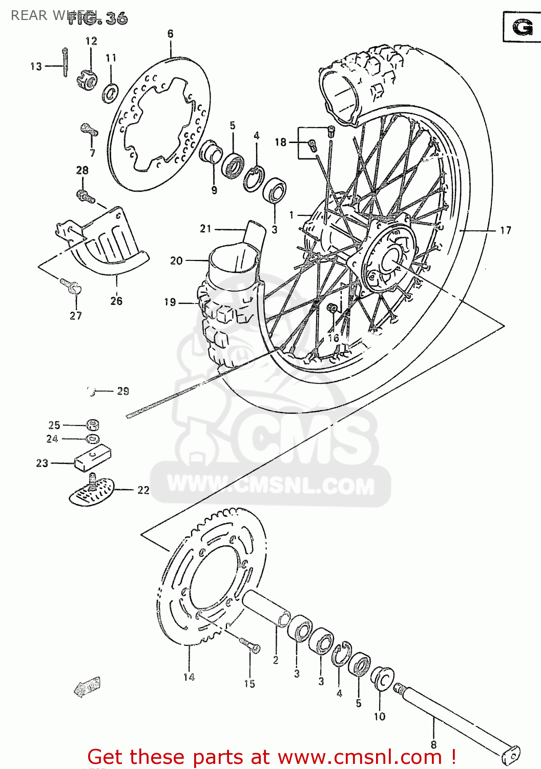 REAR WHEEL RM250 2000 (Y)
