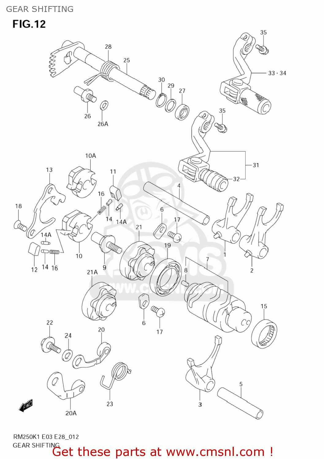 GEAR SHIFTING RM250 2001 (K1) USA (E03)