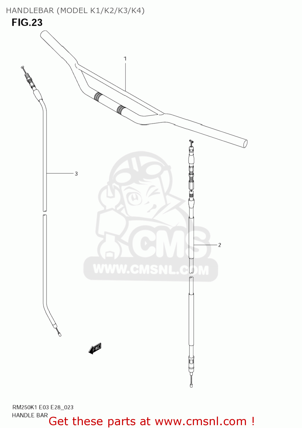 HANDLEBAR (MODEL K1/K2/K3/K4) RM250 2001 (K1) USA (E03)
