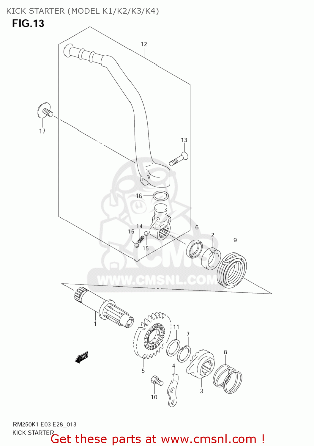 KICK STARTER (MODEL K1/K2/K3/K4) RM250 2001 (K1) USA (E03)