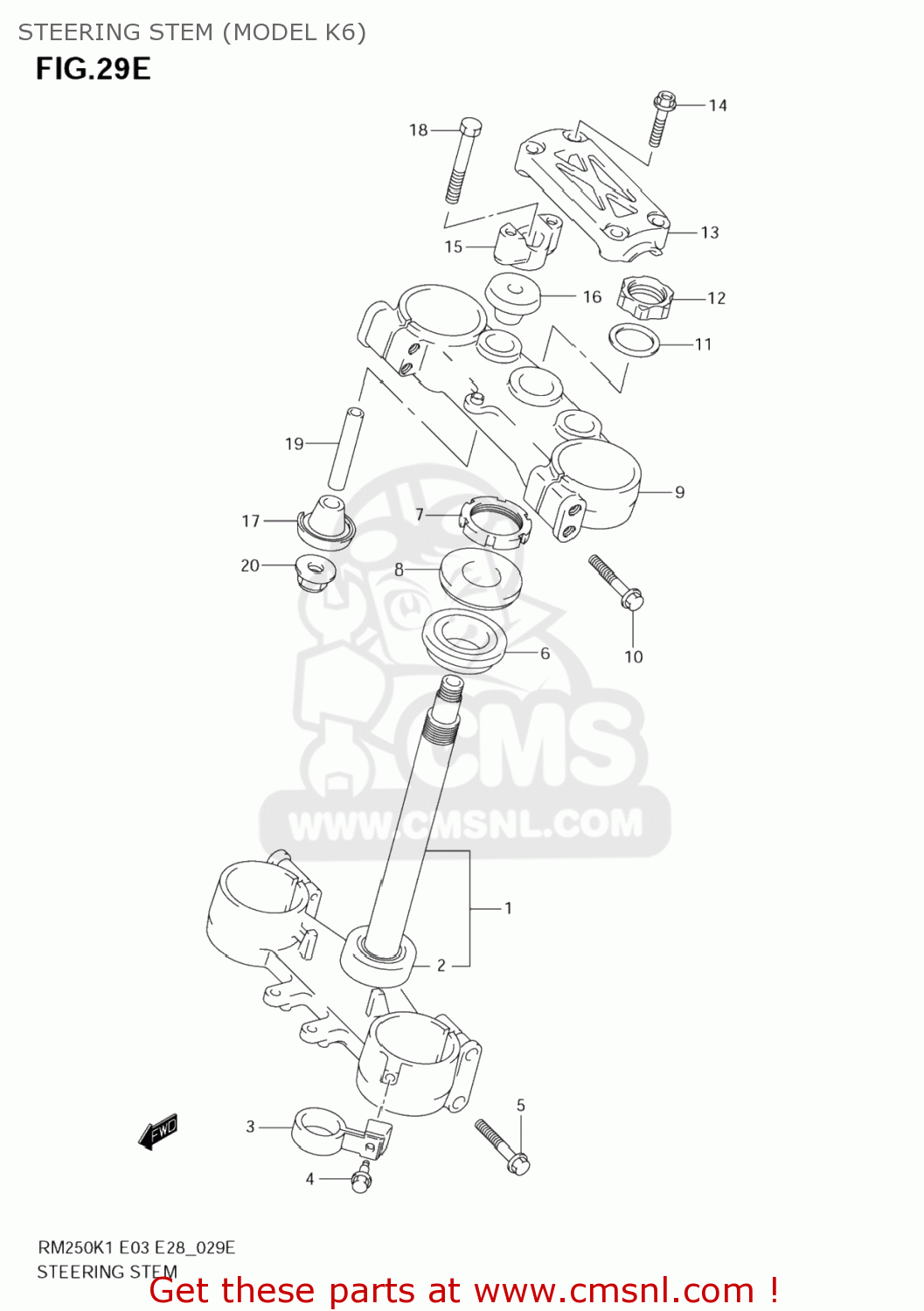 STEERING STEM (MODEL K6) RM250 2001 (K1) USA (E03)