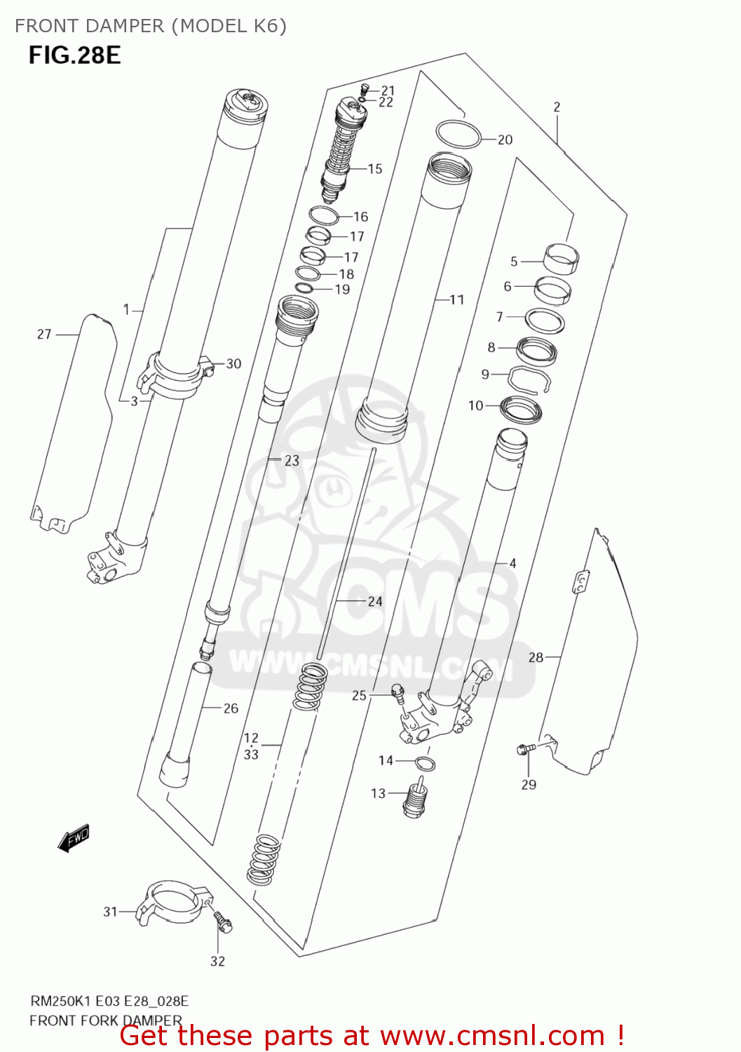 FRONT DAMPER (MODEL K6) RM250 2002 (K2) USA (E03)