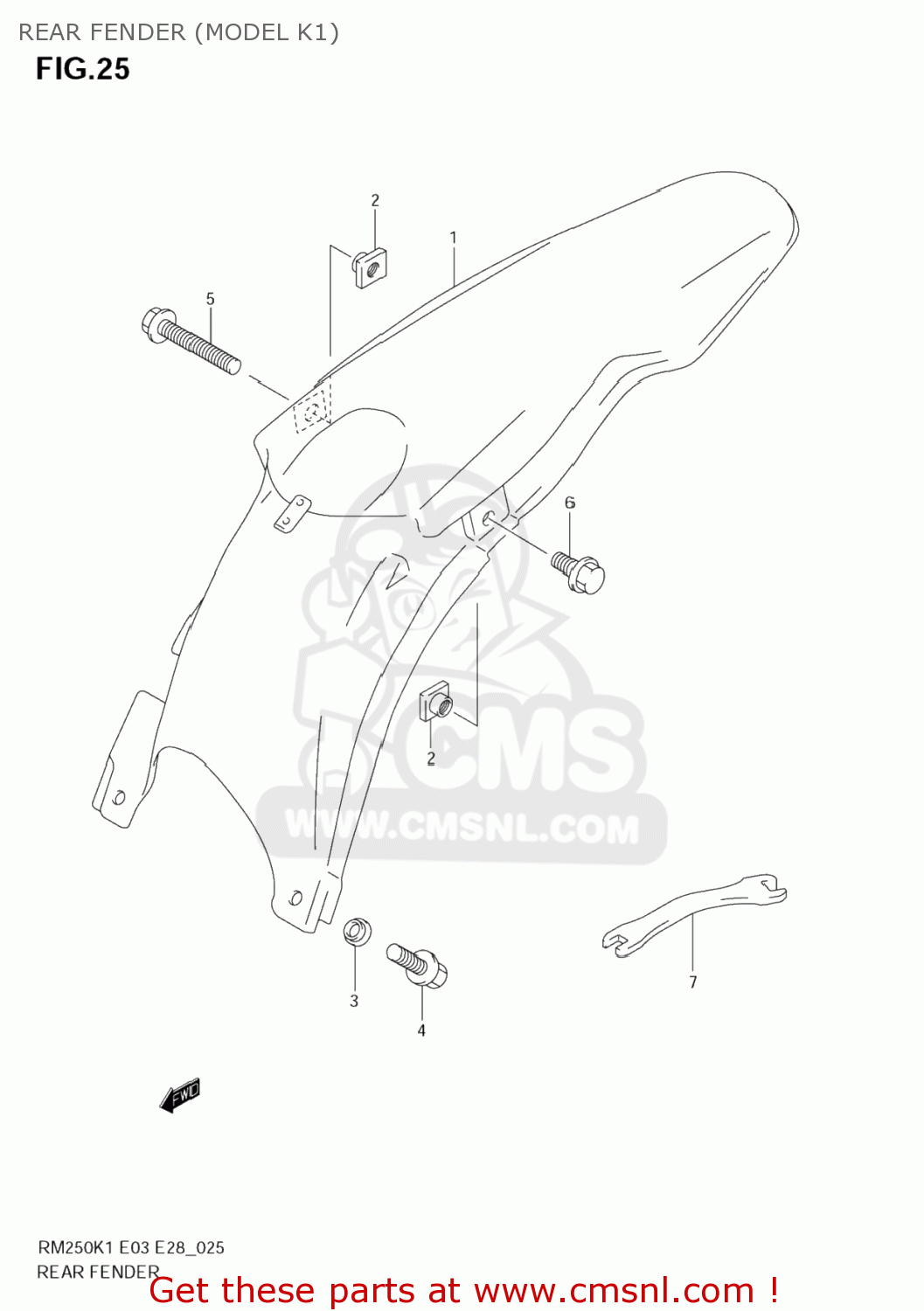 REAR FENDER (MODEL K1) RM250 2002 (K2) USA (E03)