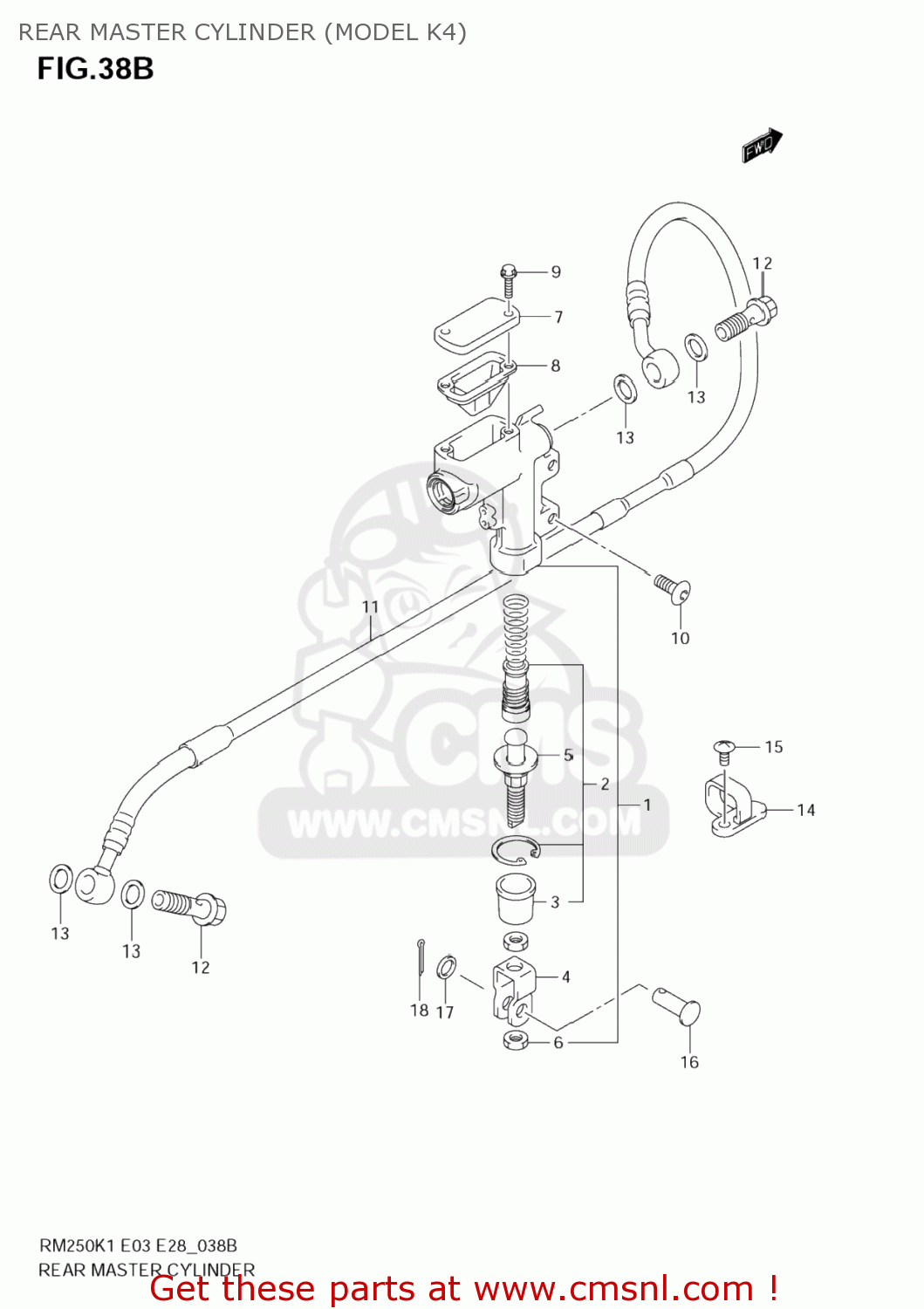 REAR MASTER CYLINDER (MODEL K4) RM250 2002 (K2) USA (E03)