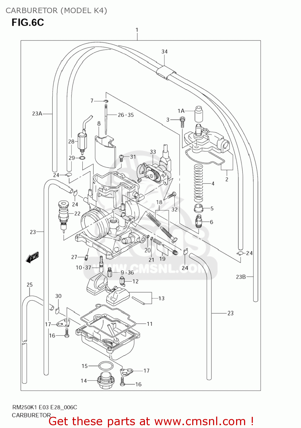 CARBURETOR (MODEL K4) RM250 2003 (K3) USA (E03)