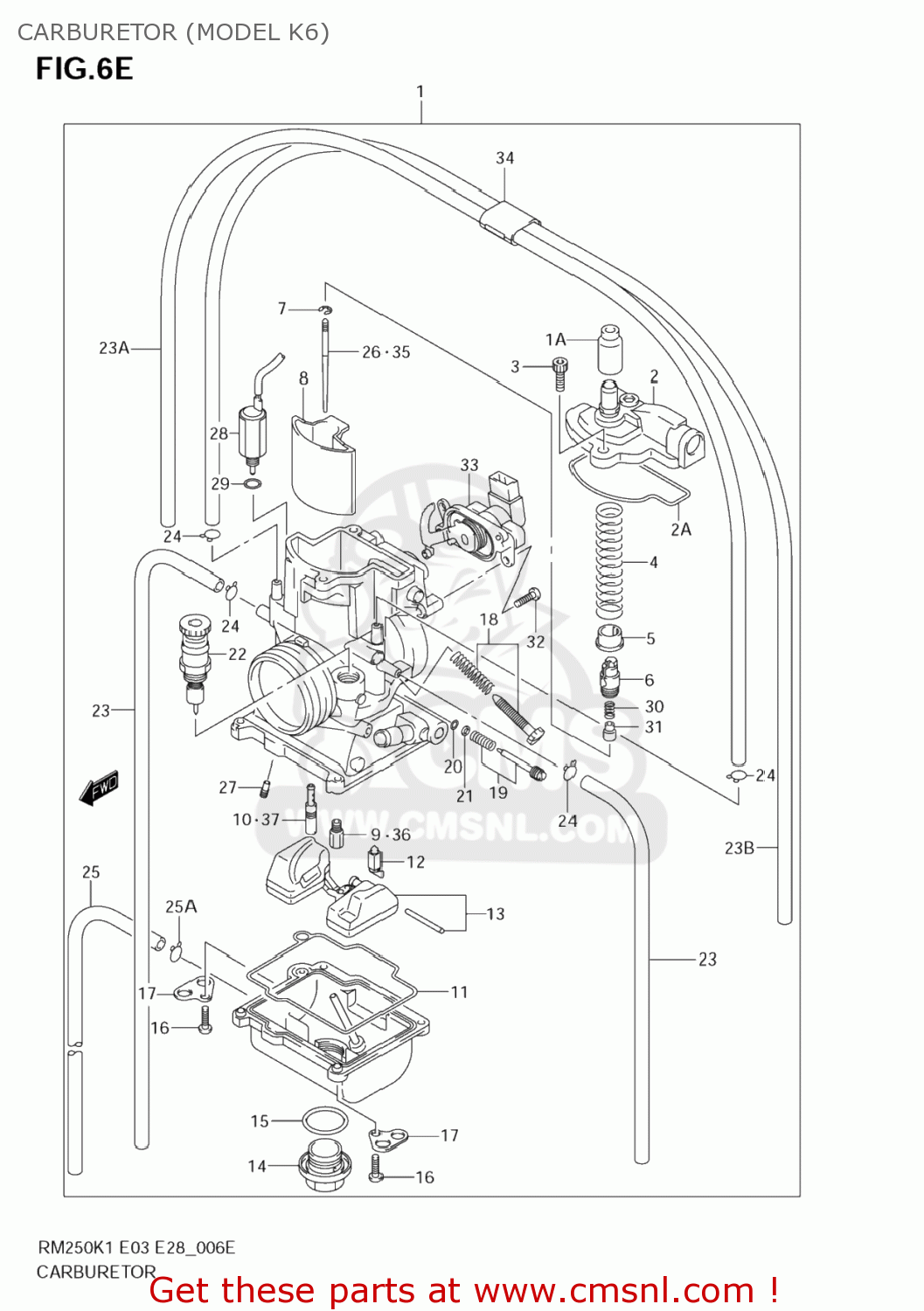 CARBURETOR (MODEL K6) RM250 2003 (K3) USA (E03)