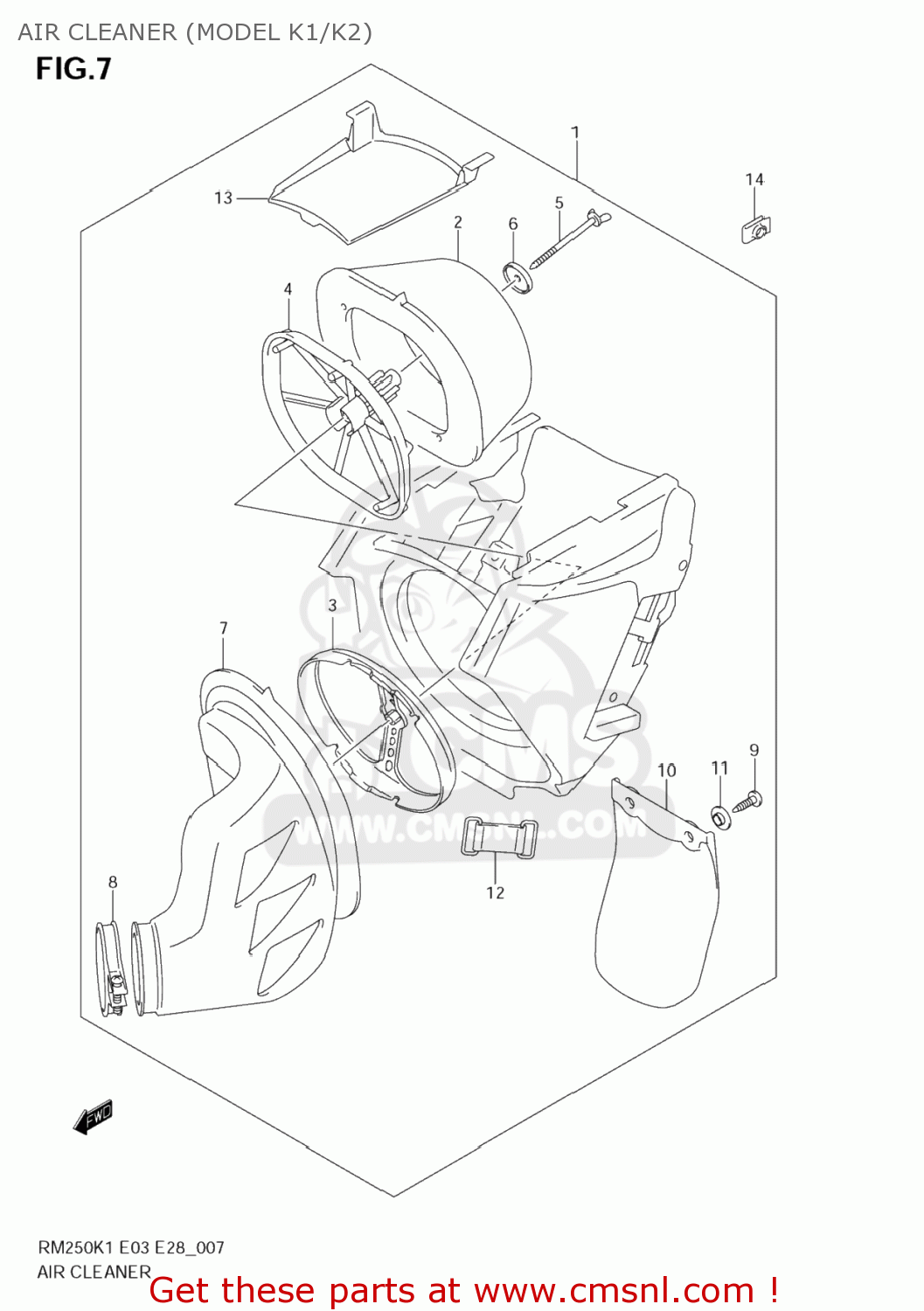 AIR CLEANER (MODEL K1/K2) RM250 2004 (K4) USA (E03)