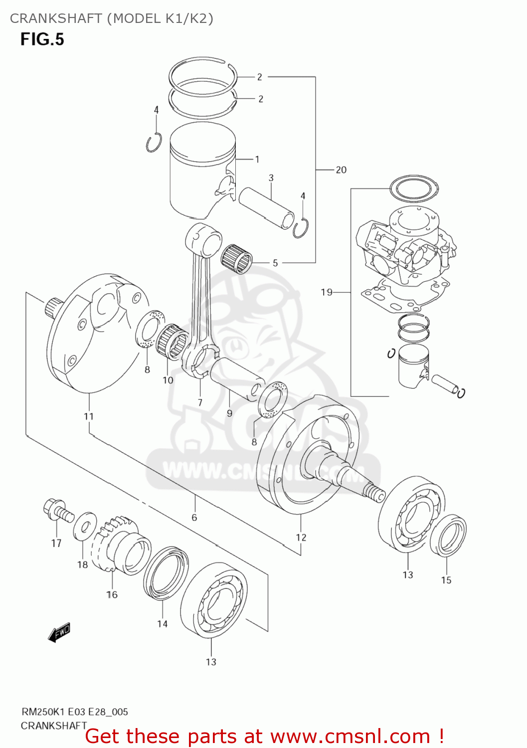 CRANKSHAFT (MODEL K1/K2) RM250 2004 (K4) USA (E03)