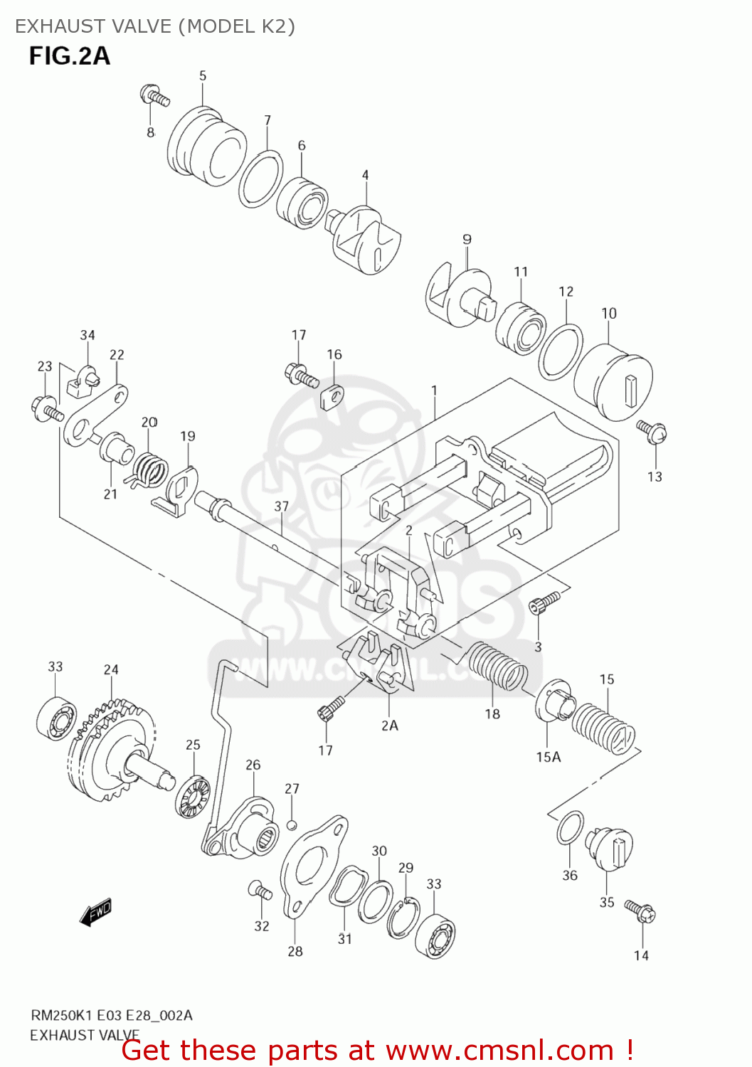 EXHAUST VALVE (MODEL K2) RM250 2004 (K4) USA (E03)