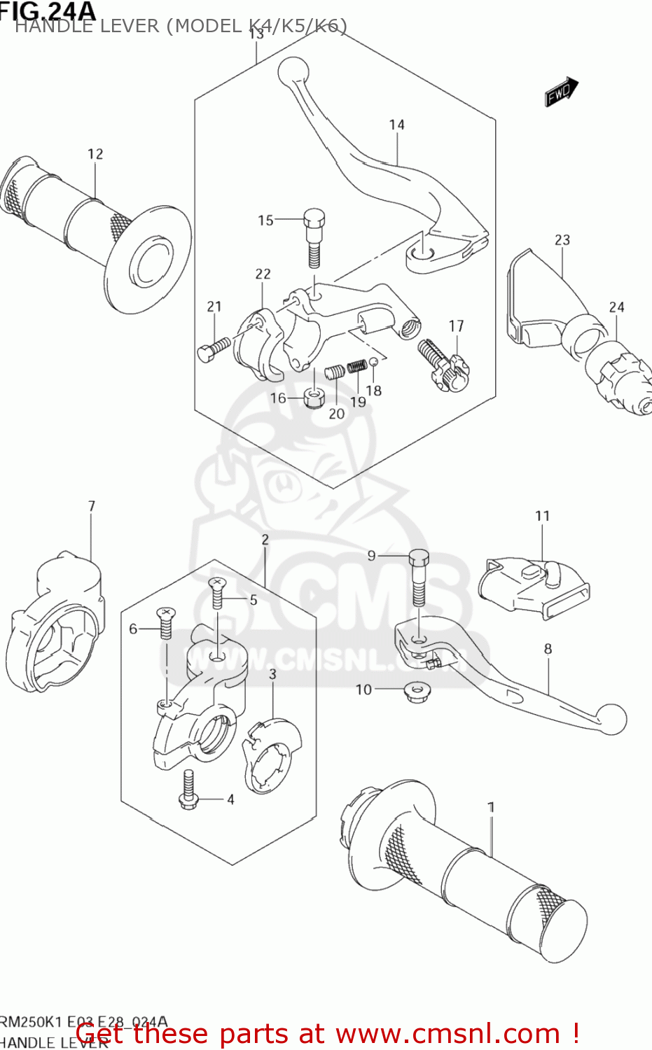 HANDLE LEVER (MODEL K4/K5/K6) RM250 2004 (K4) USA (E03)
