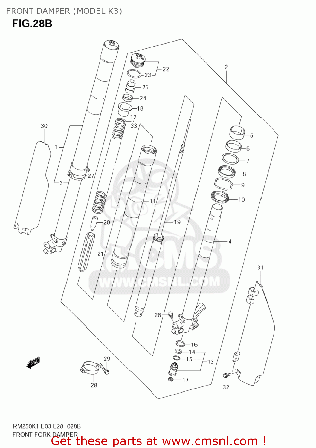 FRONT DAMPER (MODEL K3) RM250 2005 (K5) USA (E03)