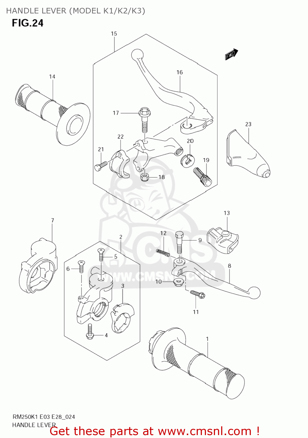 HANDLE LEVER (MODEL K1/K2/K3) RM250 2005 (K5) USA (E03)