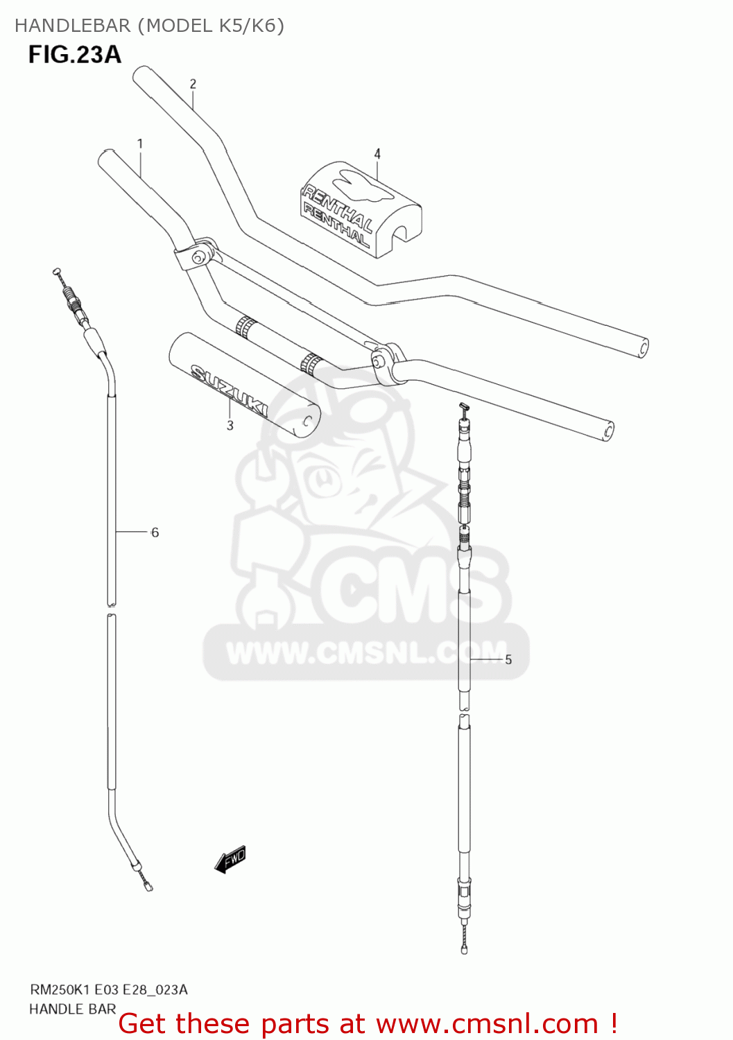 HANDLEBAR (MODEL K5/K6) RM250 2005 (K5) USA (E03)
