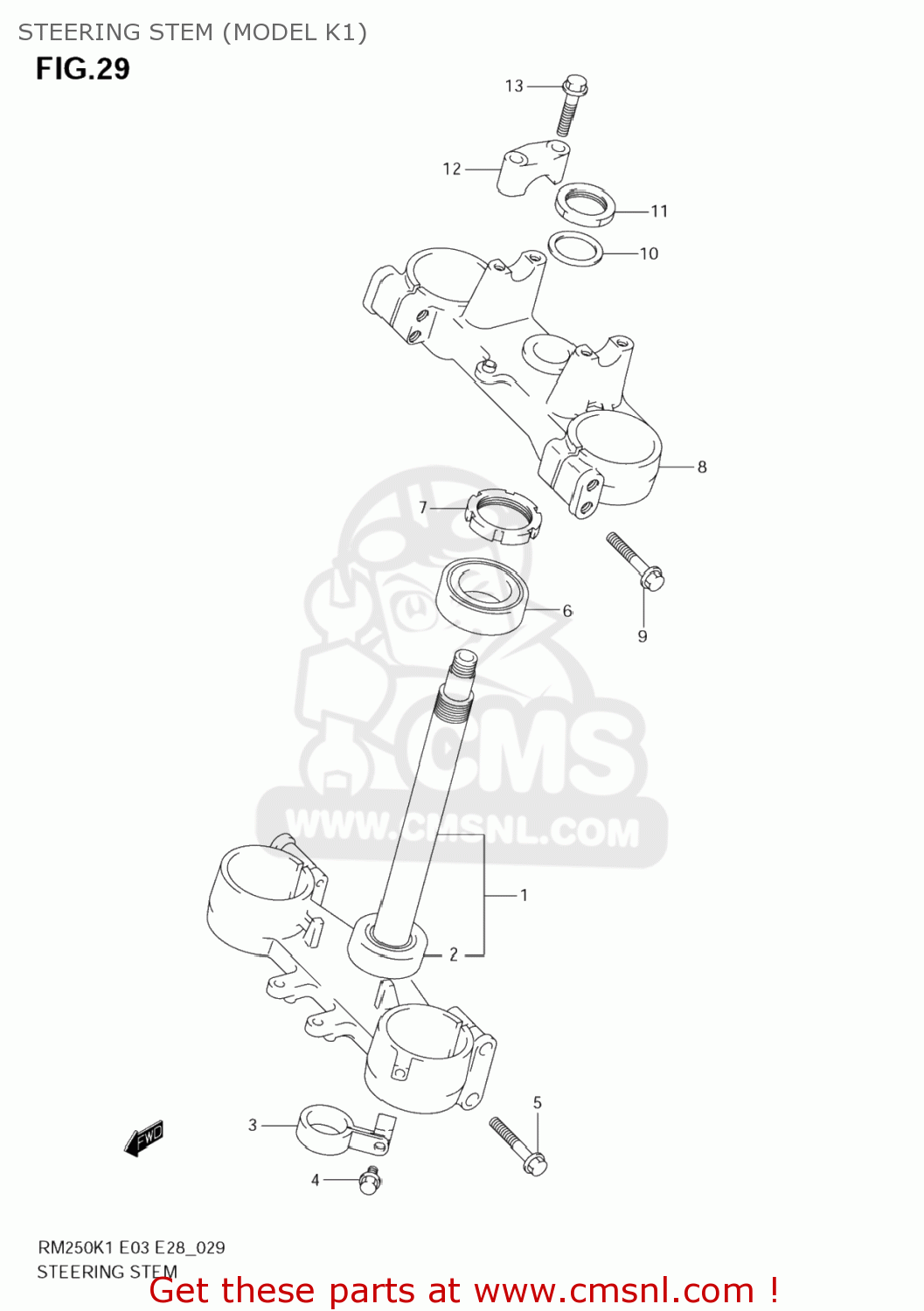 STEERING STEM (MODEL K1) RM250 2005 (K5) USA (E03)